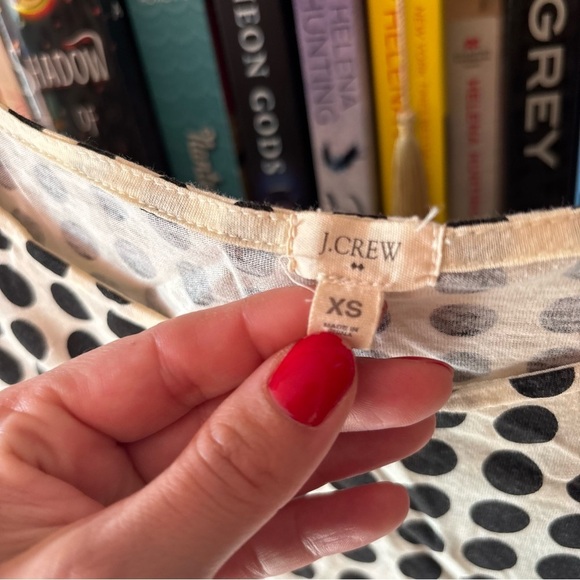 J. Crew Cream and Black Polka Dot Top Size Extra Small - Picture 2 of 4